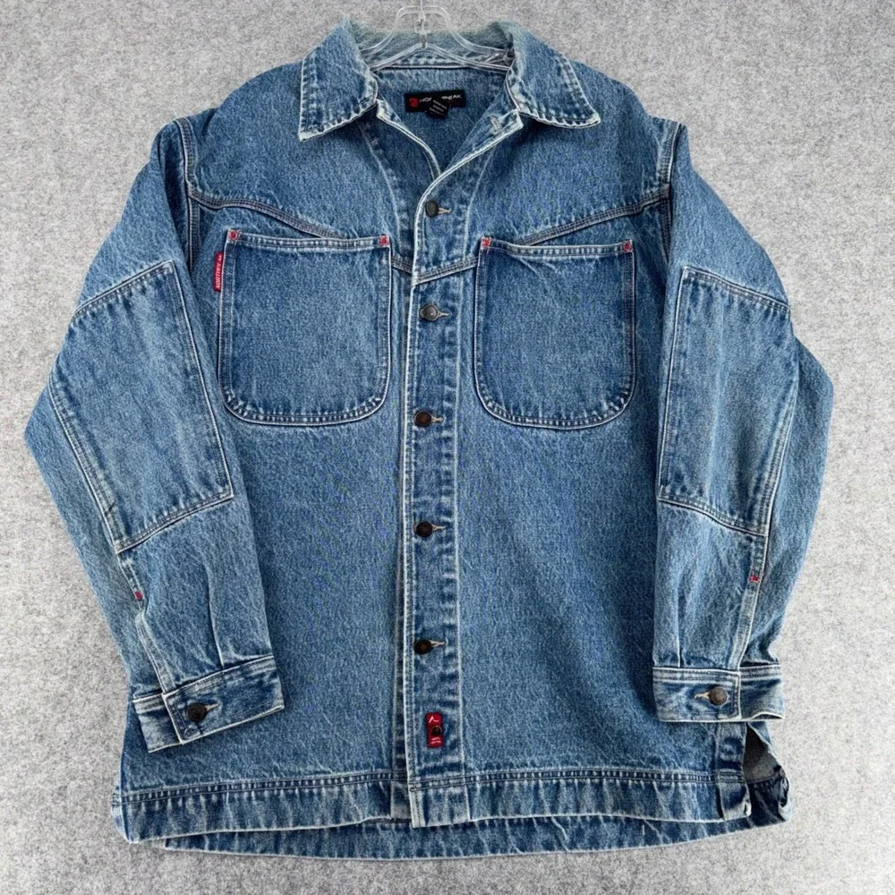 Northpeak Clothing Co Mens Large Denim Jacket Blue Cotton Chore Coat Farm Work